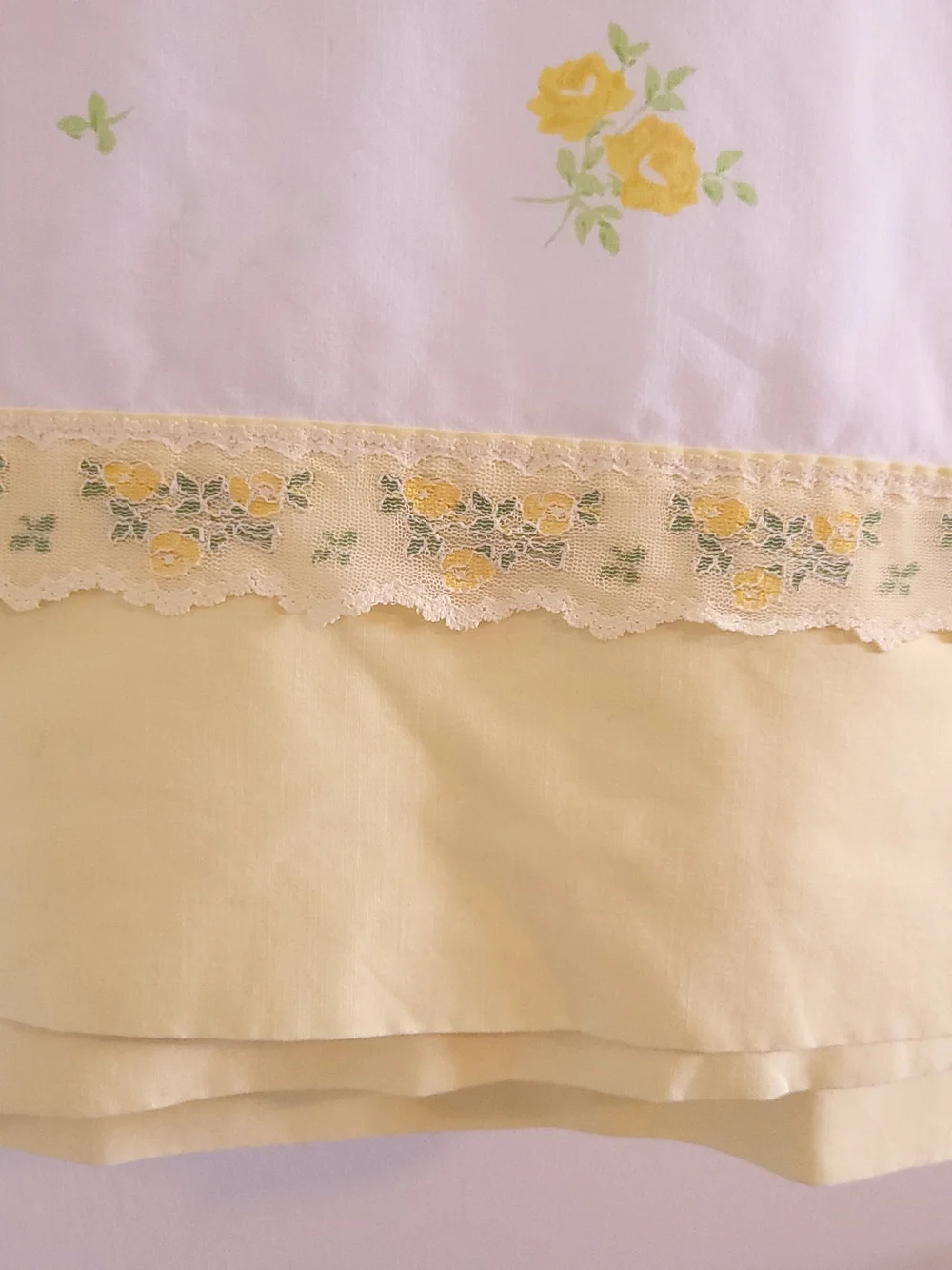 Lady Pepperell No Iron Percale Full Flat Sheet Roses Lace Cottage Granny Vtg